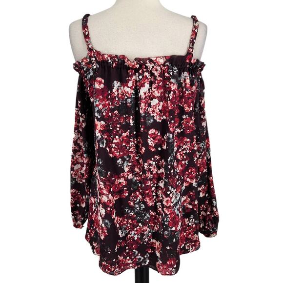 Parker Silk Floral Print Cold Shoulder Blouse Size Small - Picture 4 of 7